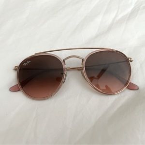 Ray Ban Round Double Bridge Sunglasses in Pink and Brown